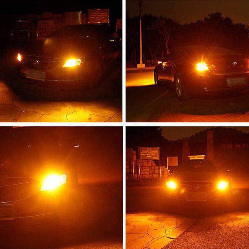 YM EBright لمبة إشارة انعطاف YM E-Bright 1156 BAU15S بزاوية 150 درجة 2200 لومن 7507 LED أمامية وخلفية بدون وميض PY21W 5009 12496، خالية من أخطاء Canbus شريحة 3030 78SMD غير قطبية، صفراء كهرمانية (عبوة من 2) - Image 3